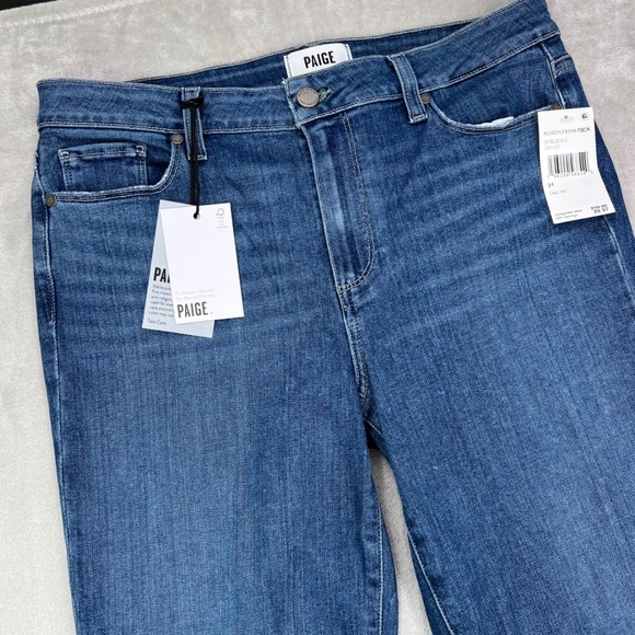 PAIGE Denim - Paige Rory Crop Flare Jeans Womens 31 Zaylee Blue Stretch Raw Hem Denim New Nwt